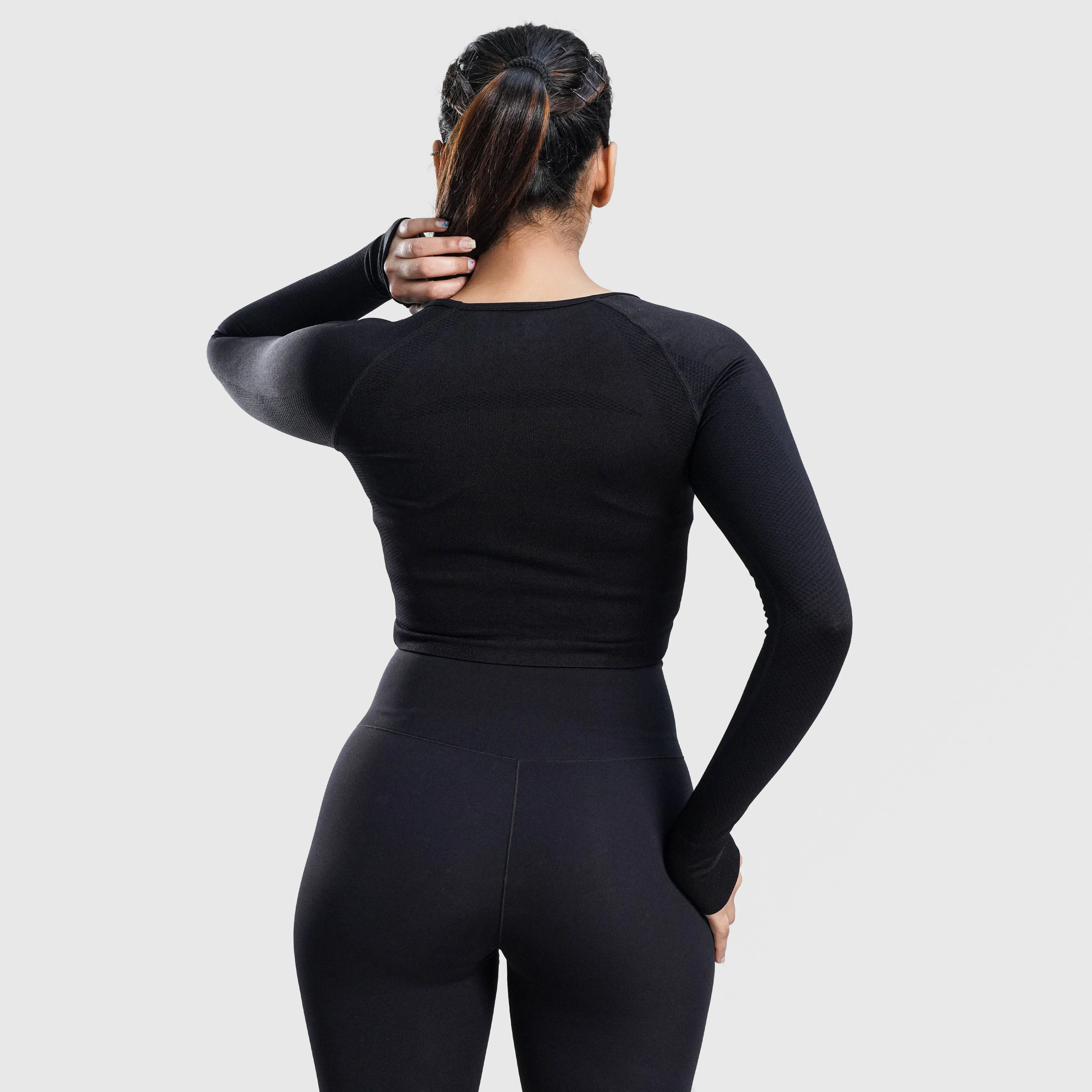 Rank Seamless Crop Top (Black)