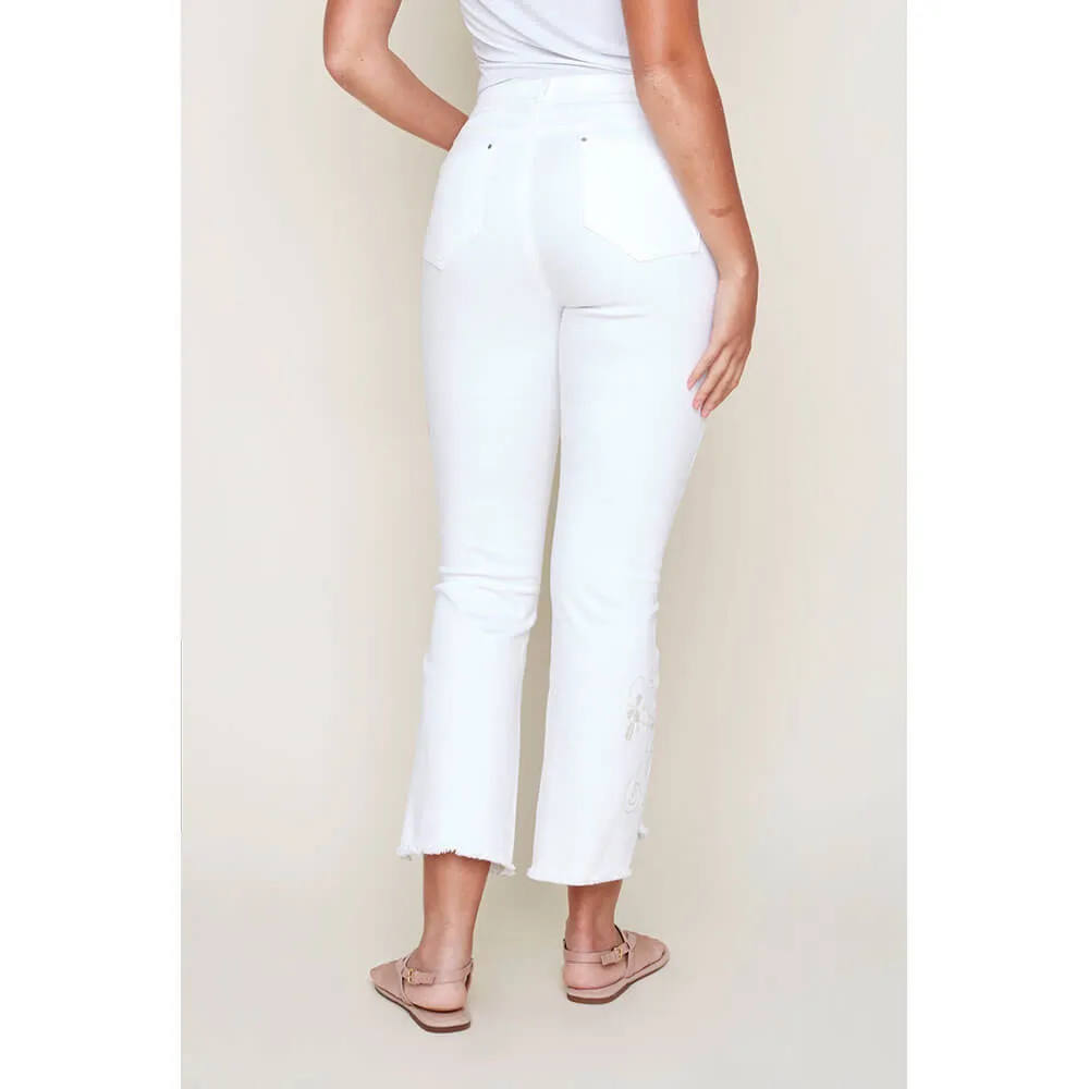 Renuar 26-Inch Woven Cropped Flare Pant - White