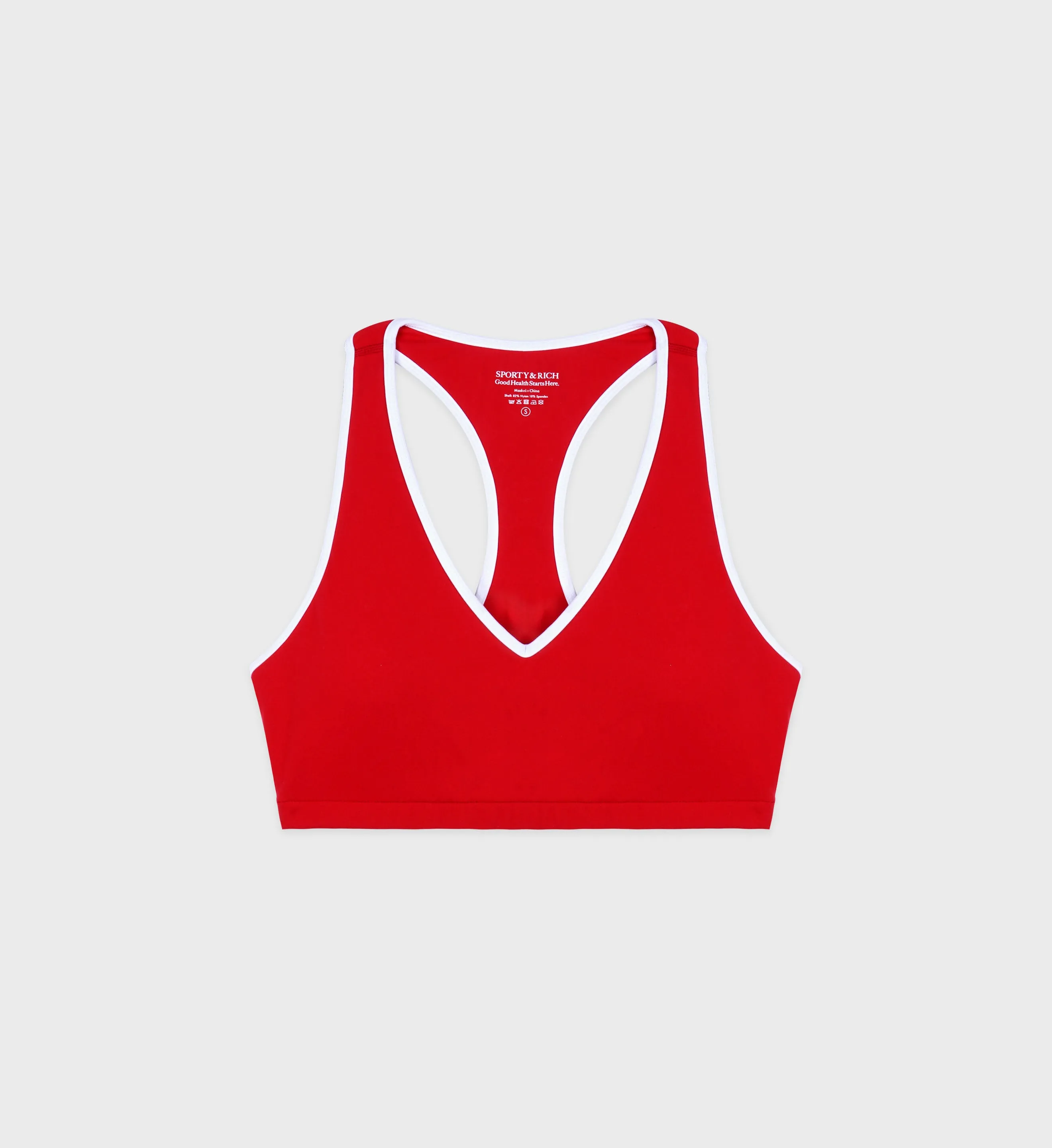 Runner Box V-Neck Sports Bra - Sports Red/White