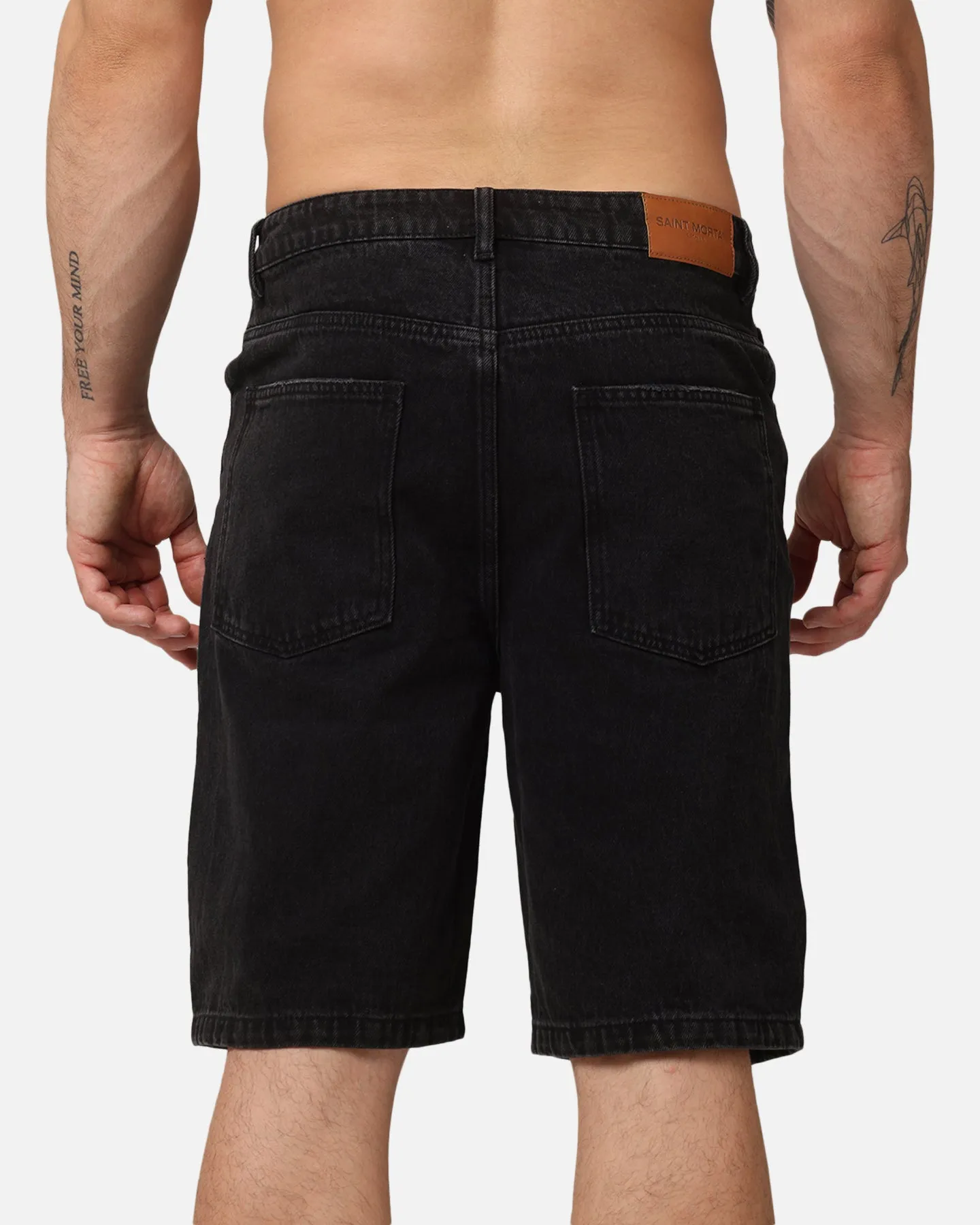 Saint Morta Disrupt Denim Shorts Washed Black