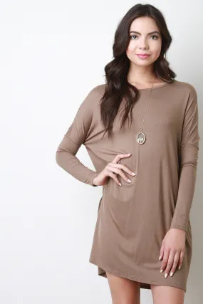 Side Pocket Shift Jersey Dress