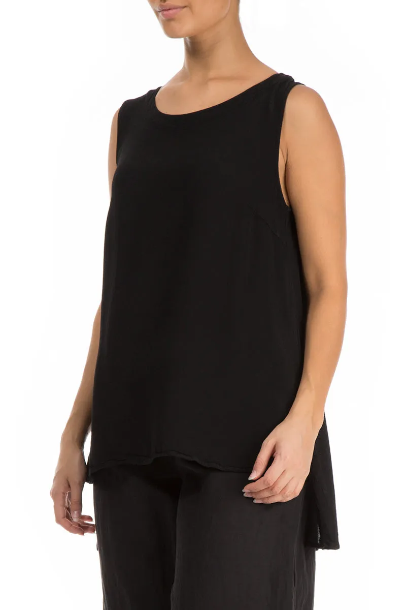 Sleeveless Black Viscose Top