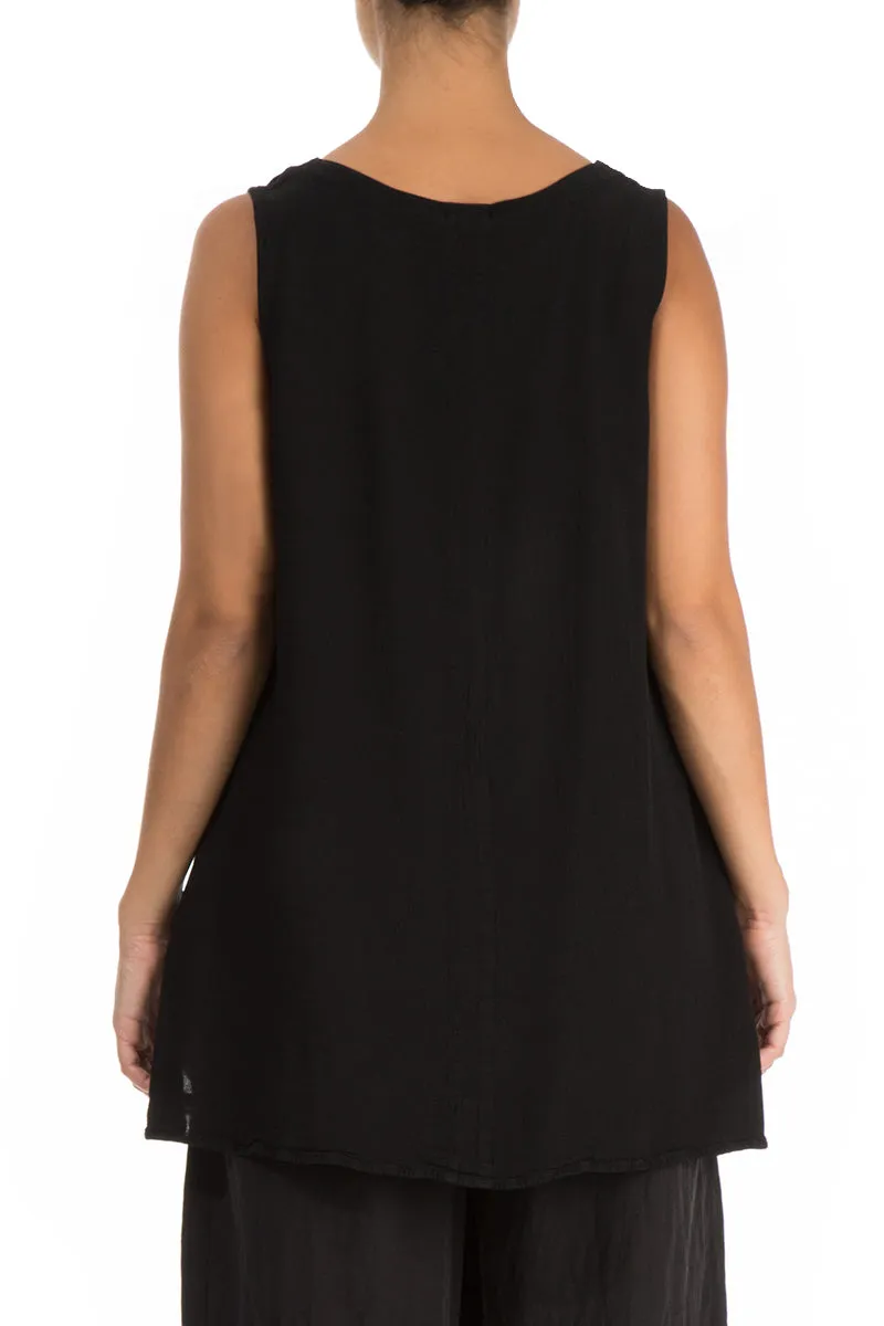 Sleeveless Black Viscose Top