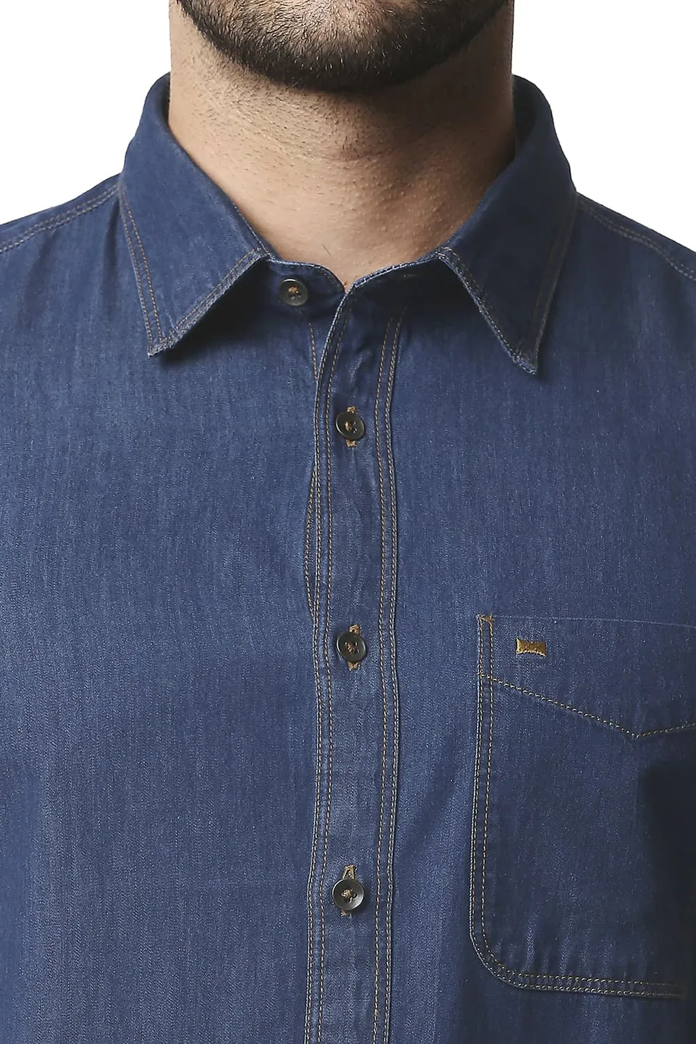 Slim Fit Indigo Halfsleeves Shirt