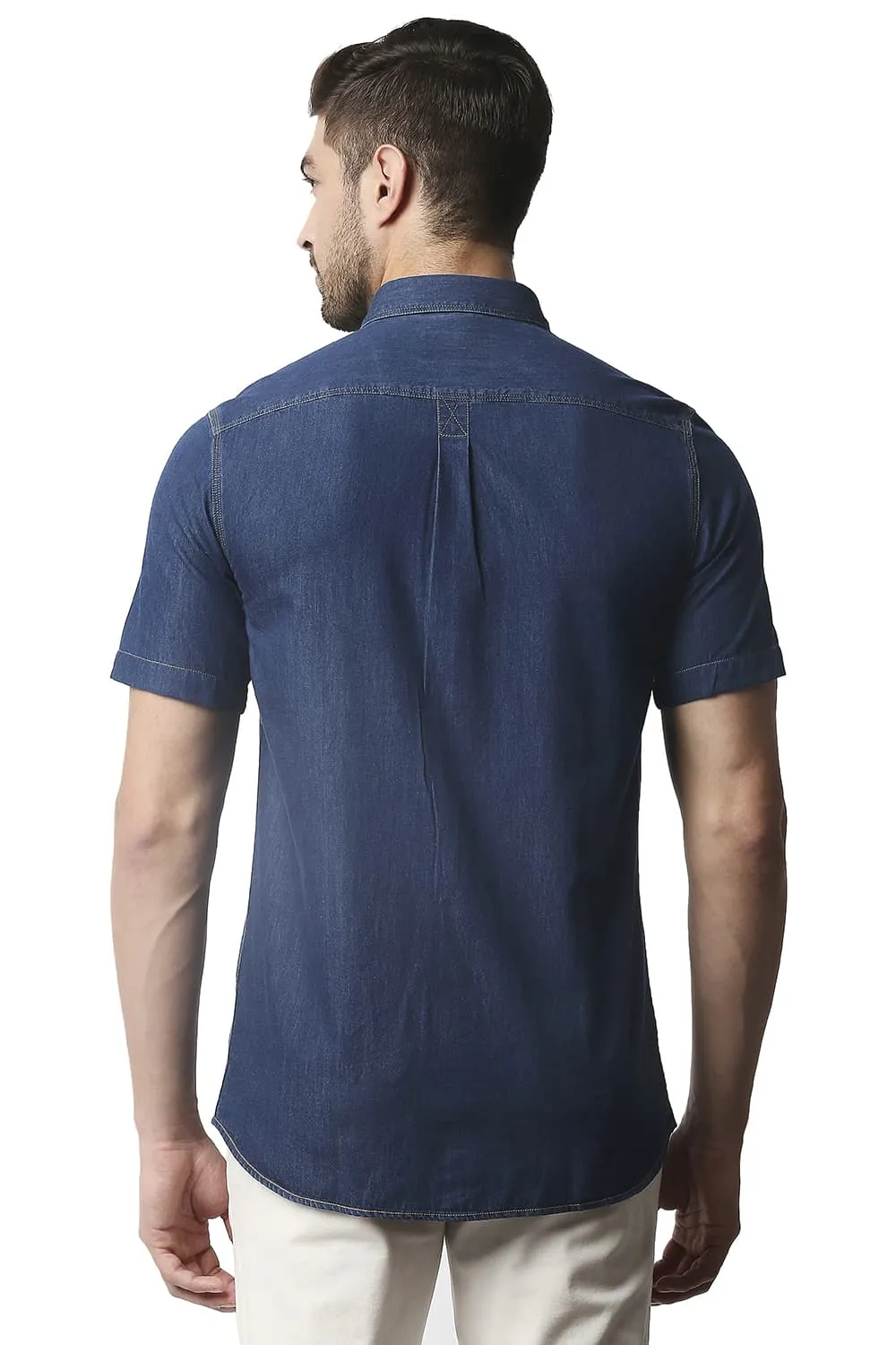 Slim Fit Indigo Halfsleeves Shirt