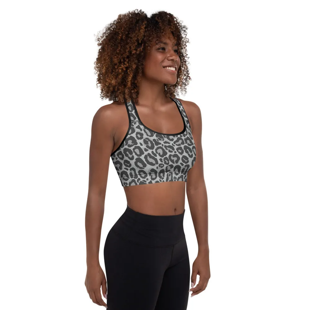 Sports Bra in Grey Leopard