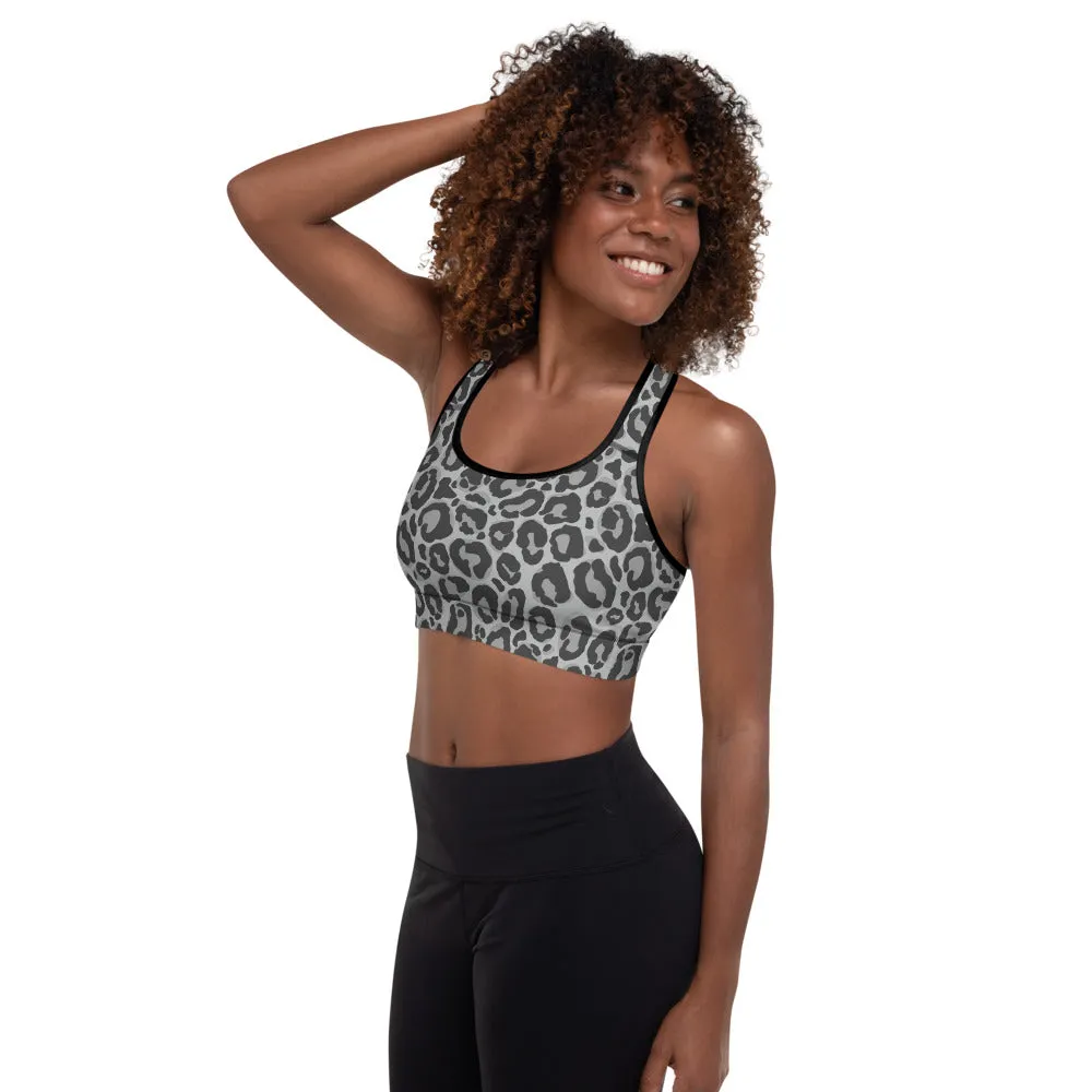 Sports Bra in Grey Leopard