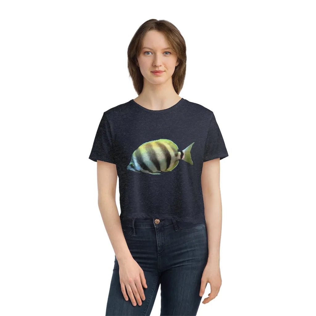 Striped Fish Women's Flowy Cropped Tee