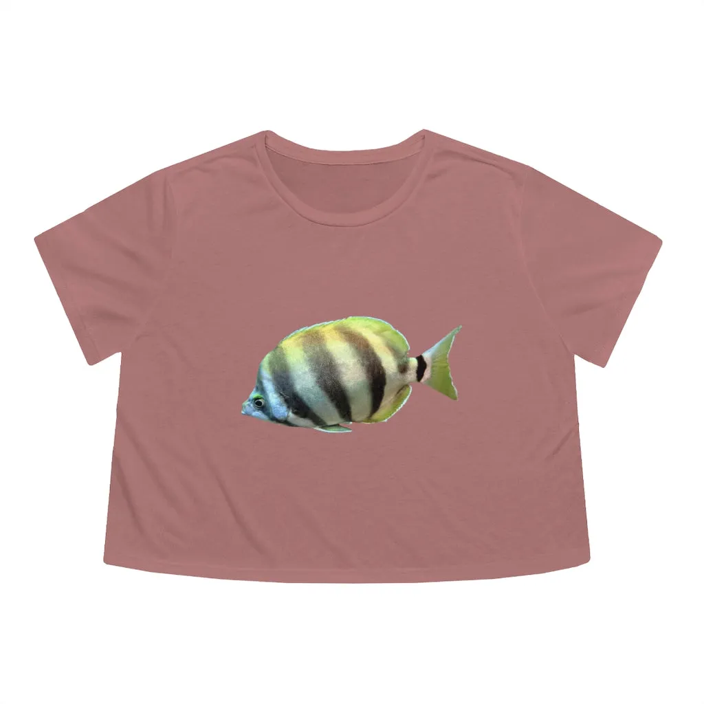 Striped Fish Women's Flowy Cropped Tee