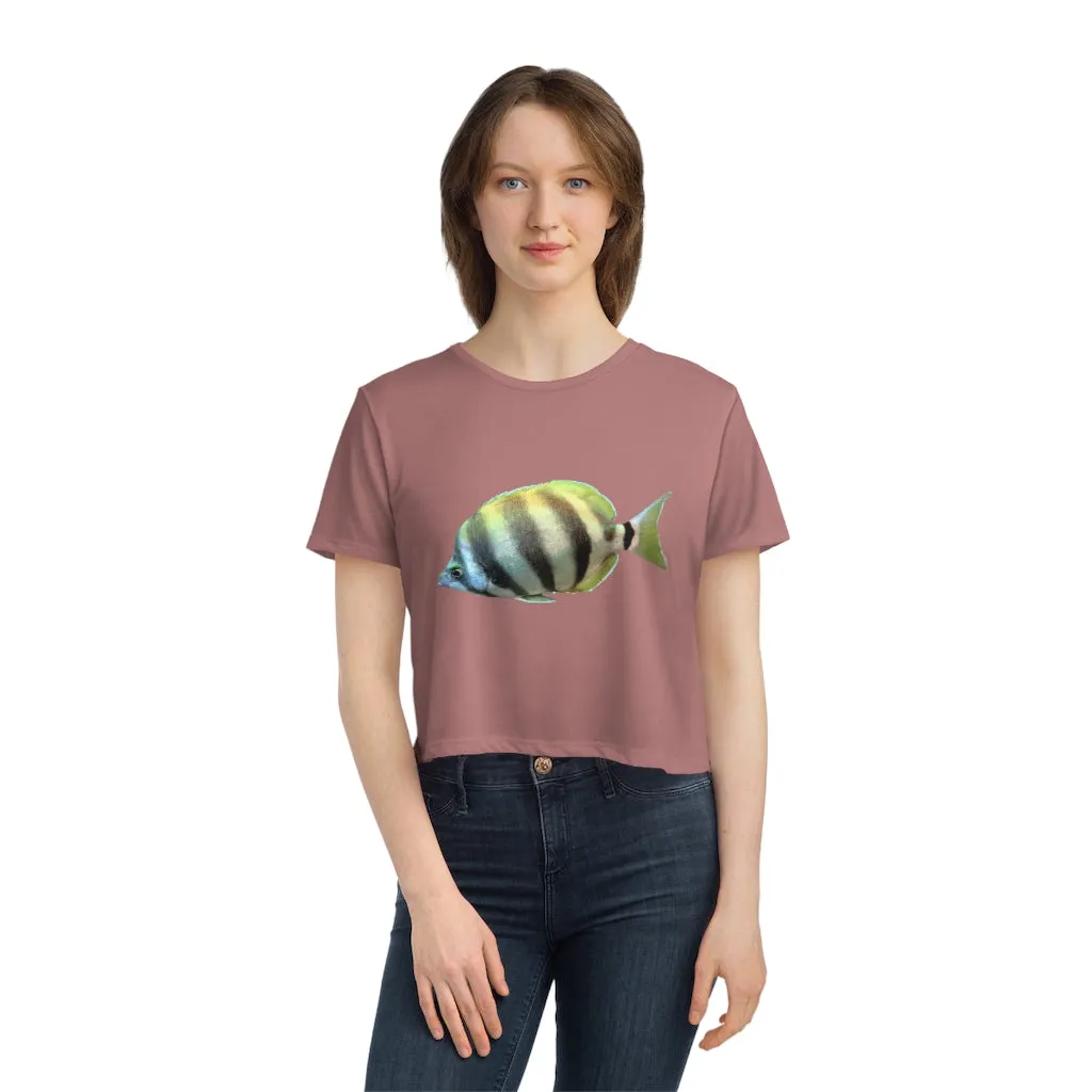 Striped Fish Women's Flowy Cropped Tee