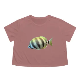 Striped Fish Women's Flowy Cropped Tee