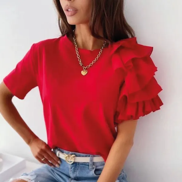 Sweet Carnation Ruffle Top