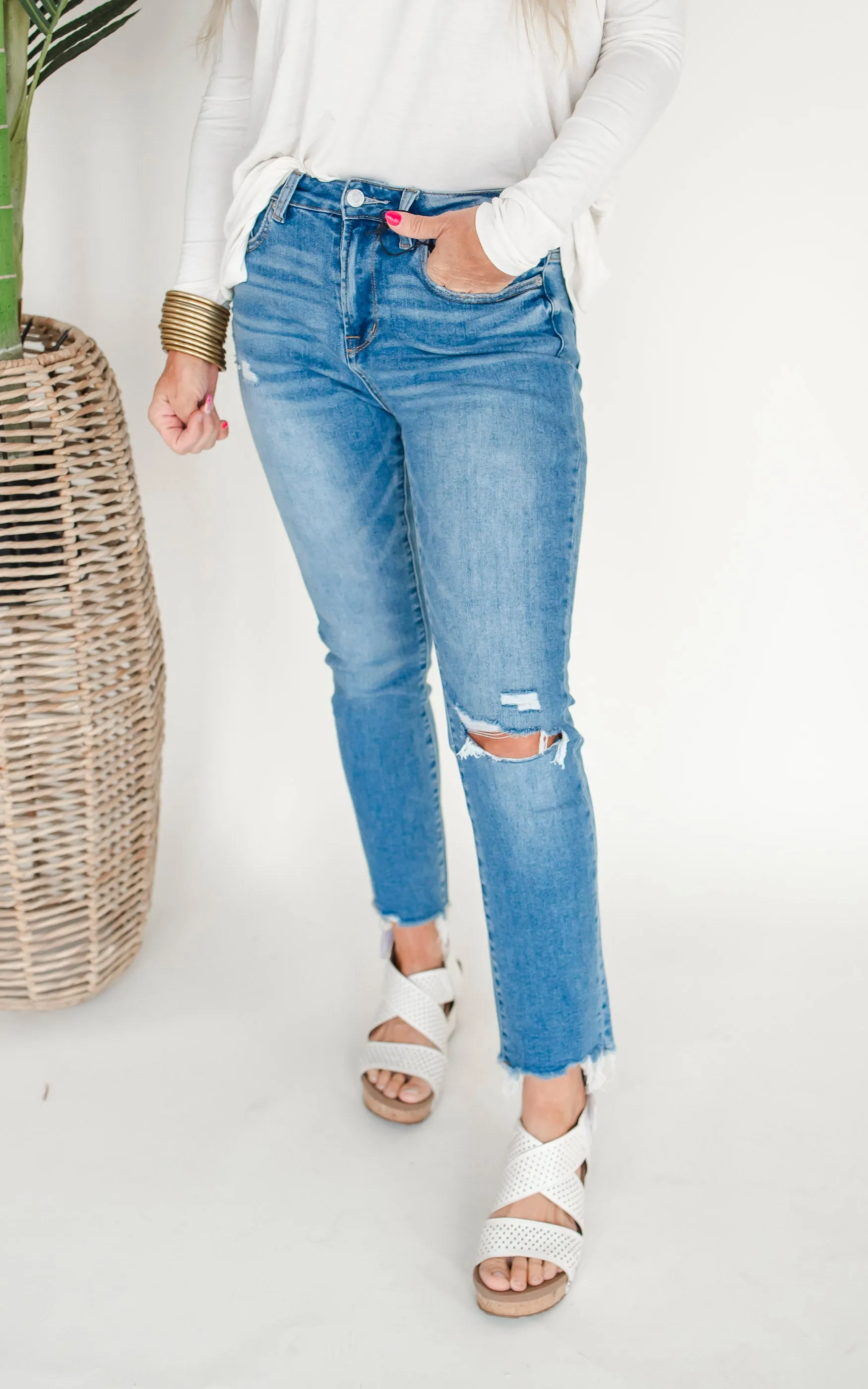 The Haven High Rise Slim Crop Denim Jean | Mica