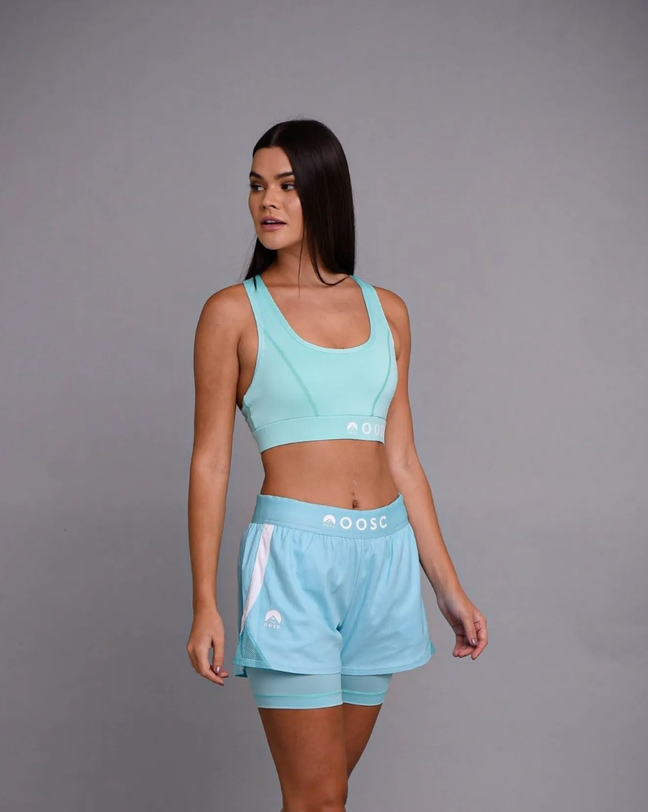 Turquoise Medium Support Crossback Sports Bra