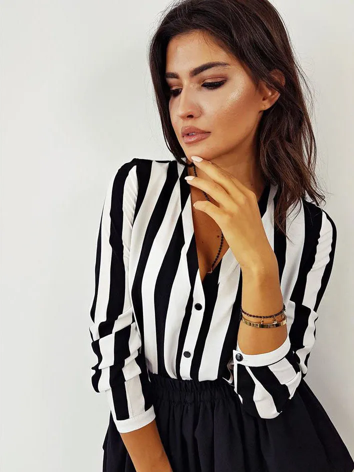 VenusFox Striped Loose Fashion Blouses