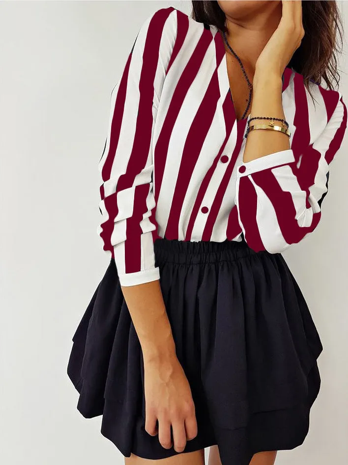 VenusFox Striped Loose Fashion Blouses