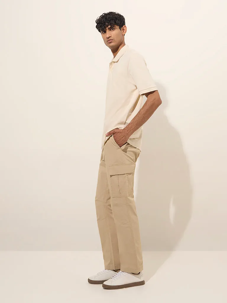 WES Casuals Dark Taupe Relaxed-Fit Cotton-Blend Chinos