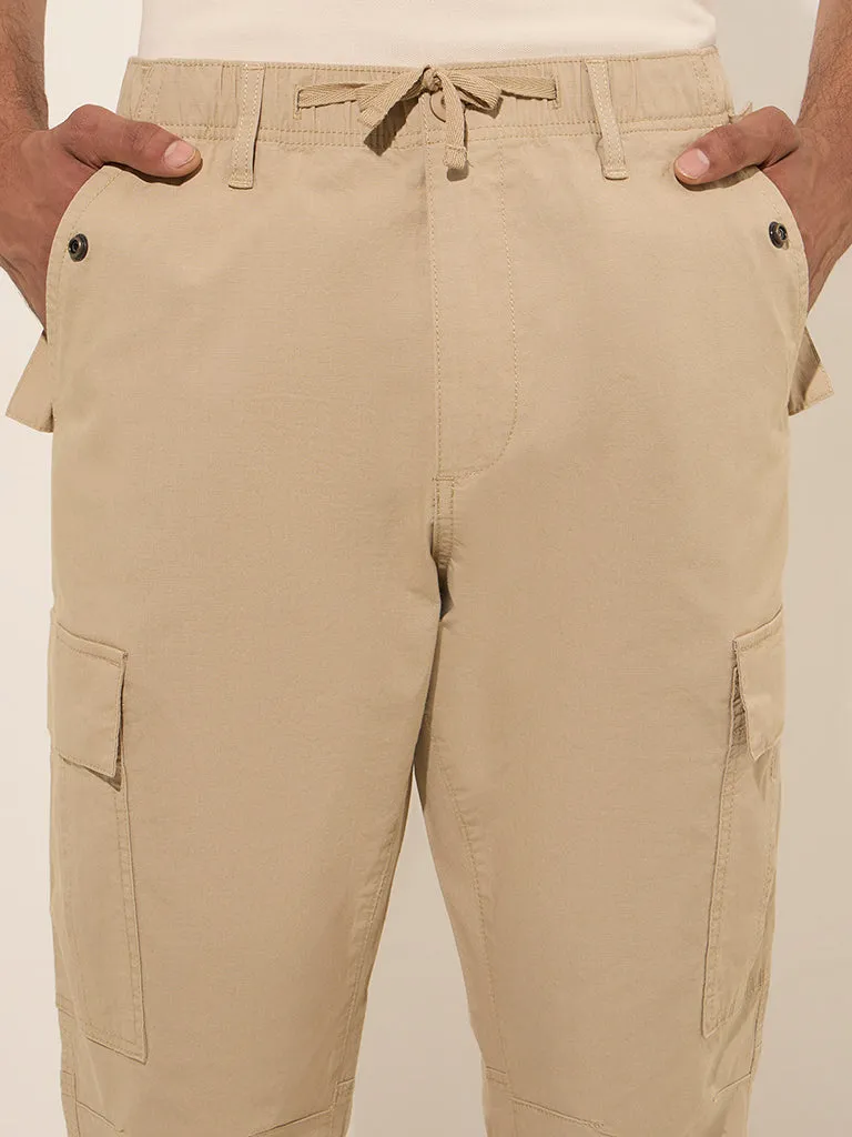 WES Casuals Dark Taupe Relaxed-Fit Cotton-Blend Chinos