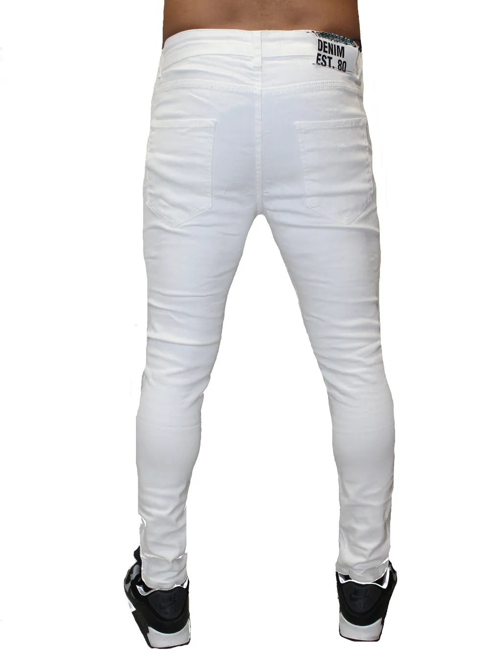 White Jeans With Distress With Patches