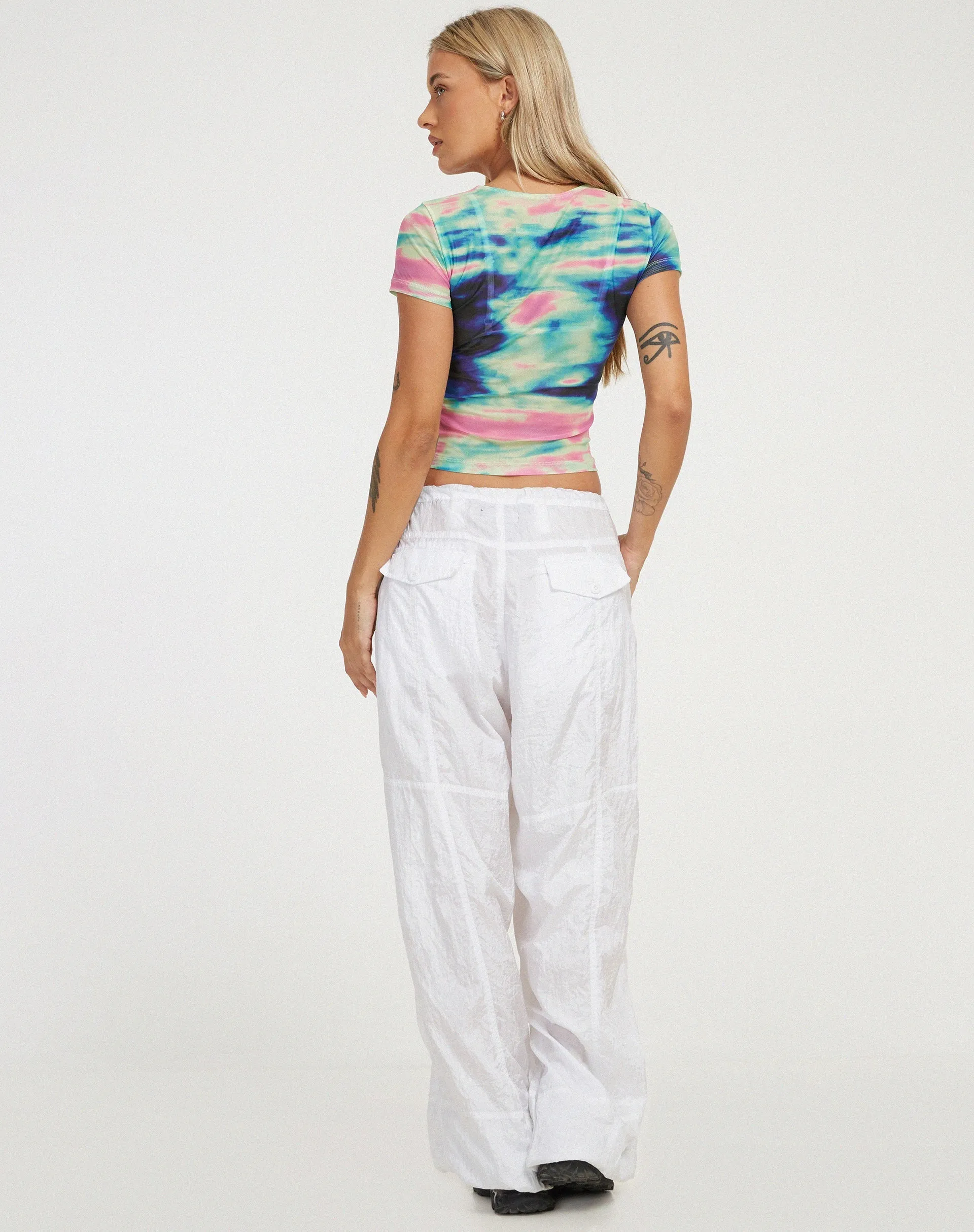 Wityra Crop Top in Multi Blur Orb Navy