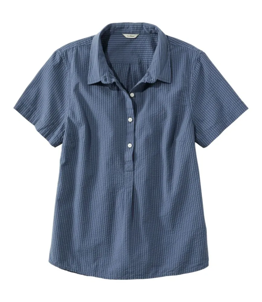 Women's Vacationland Seersucker Shirt, Short-Sleeve Popover Stripe